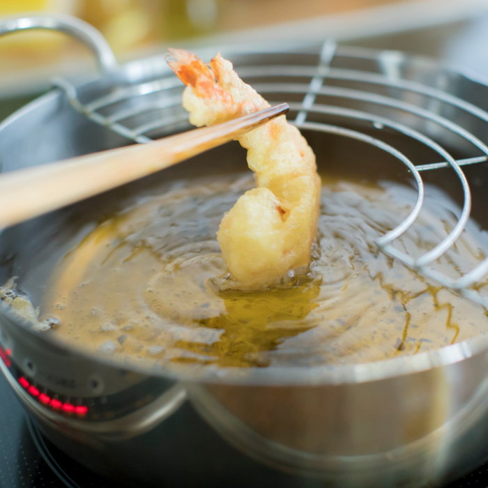 A piece of tempura shrimp