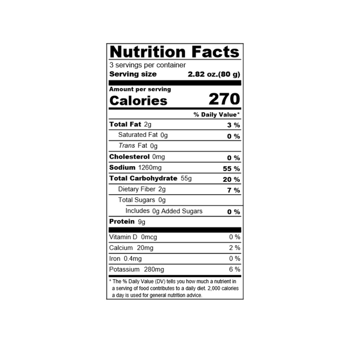 Nutrition facts label