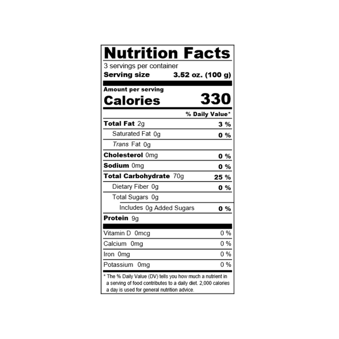 Nutrition facts label