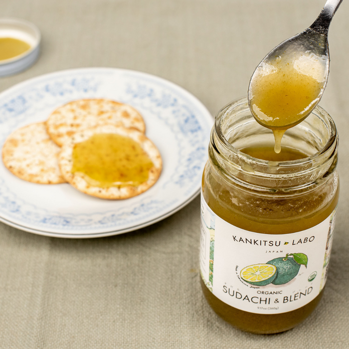Organic Sudachi & Blend Spread on a cracker