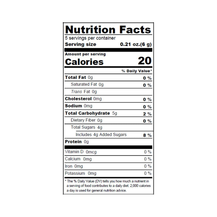 Nutrition facts label