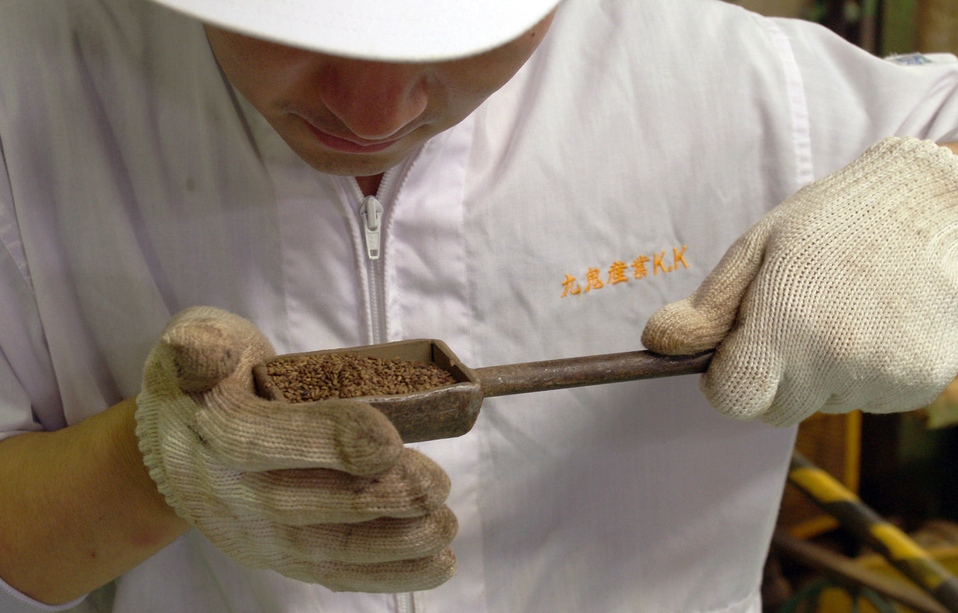 Man smelling roasted sesame