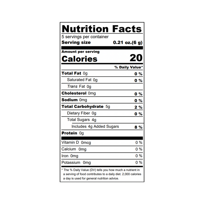 Nutrition facts label