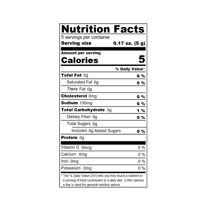 Nutrition facts label