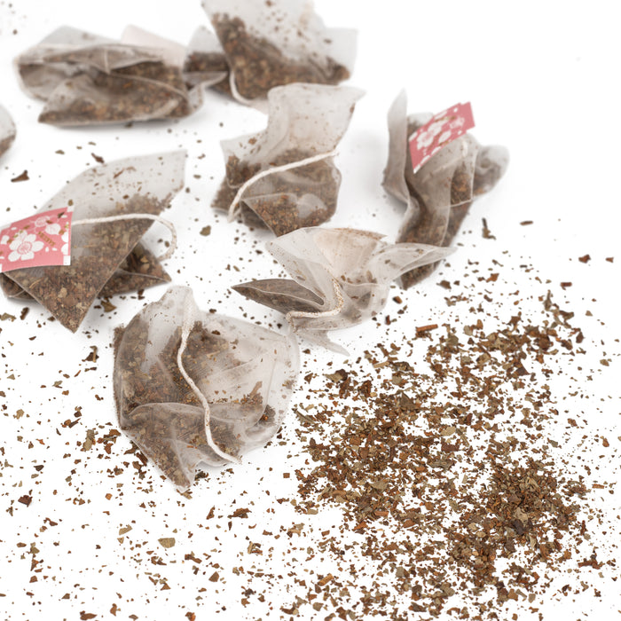 Tea bags and tea leaves
