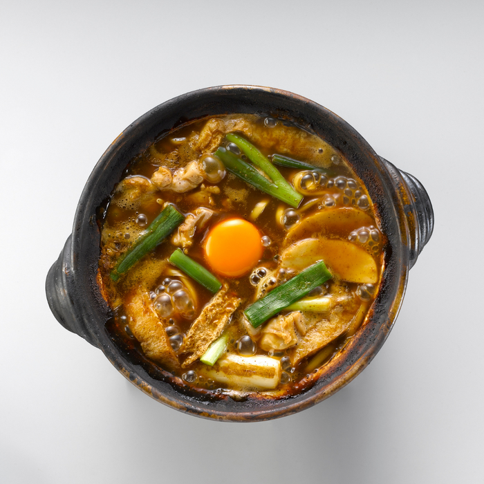 A kishimen noodles hot pot with miso soup