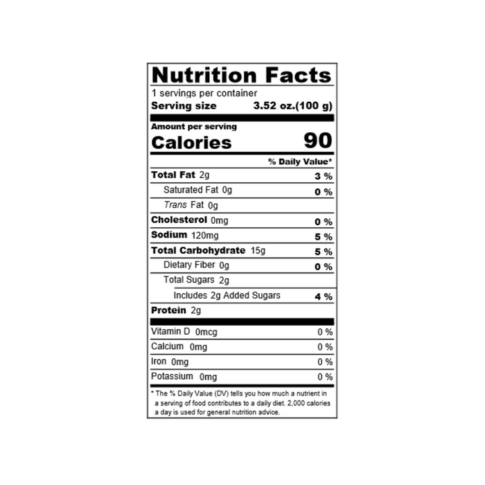 Nutrition facts label