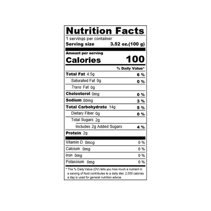 Nutrition facts label