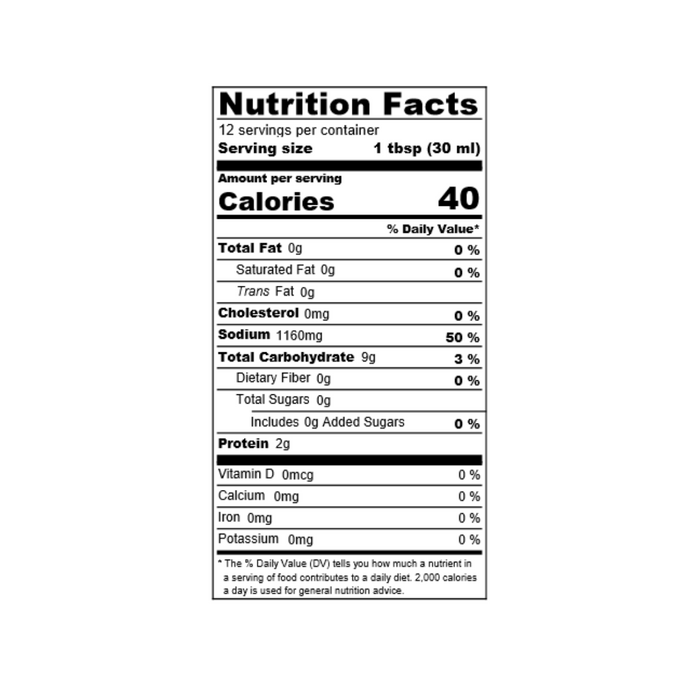 Nutrition facts label