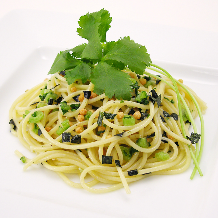 A plate of wasabi pasta
