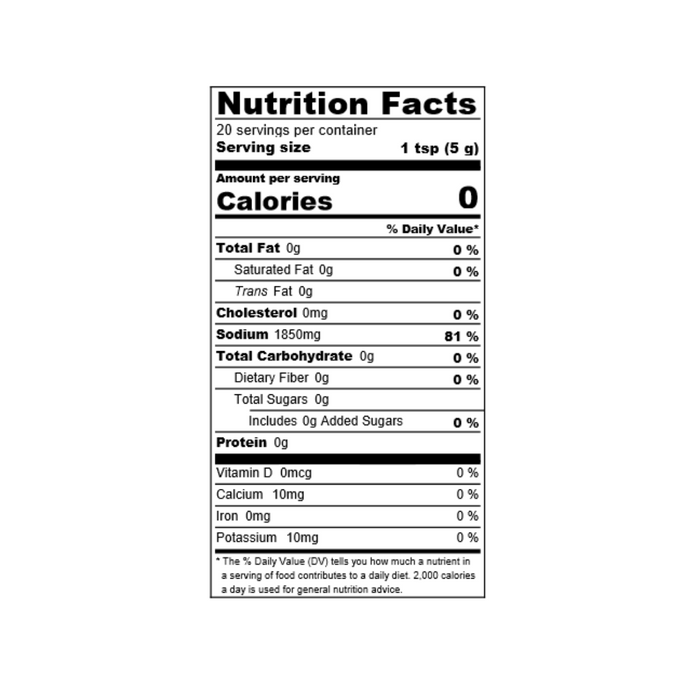 Nutrition facts label