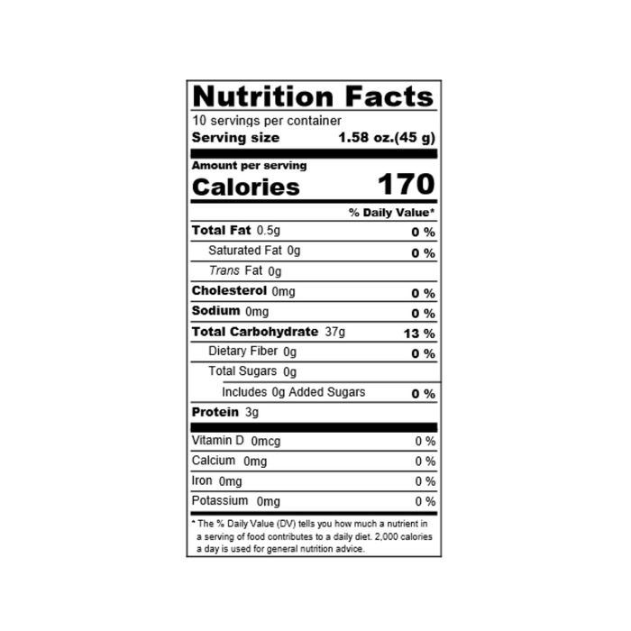 Nutrition facts label