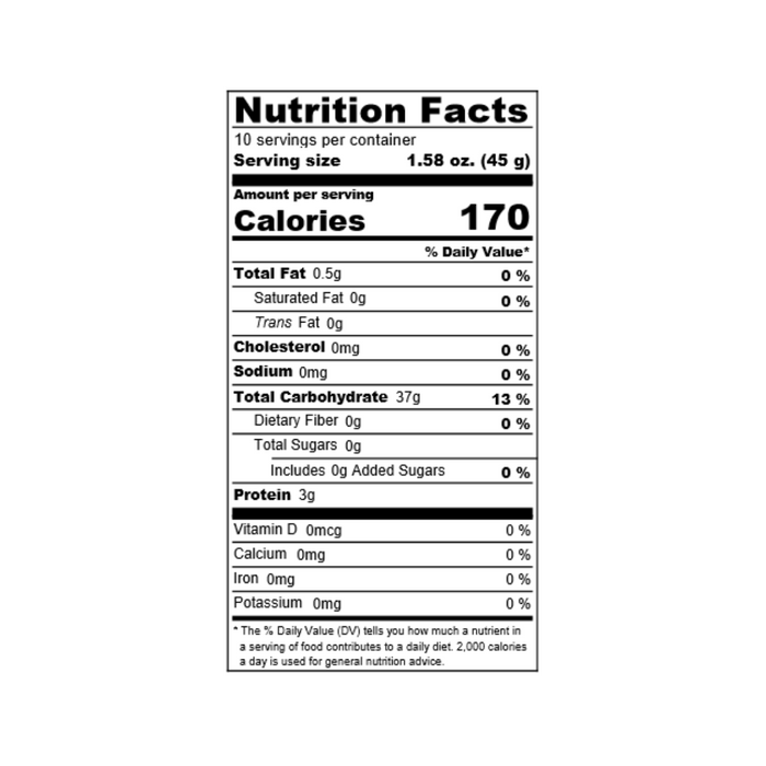 Nutrition facts label