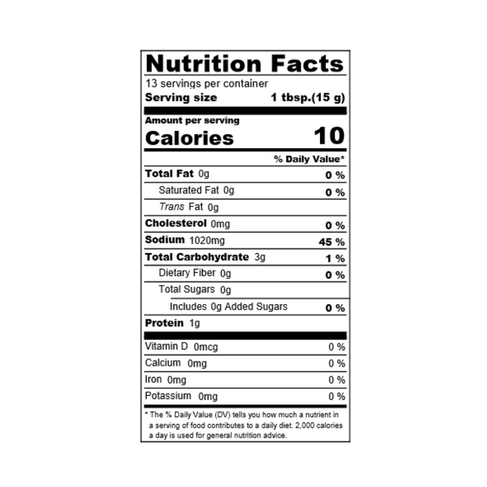 Nutrition facts label