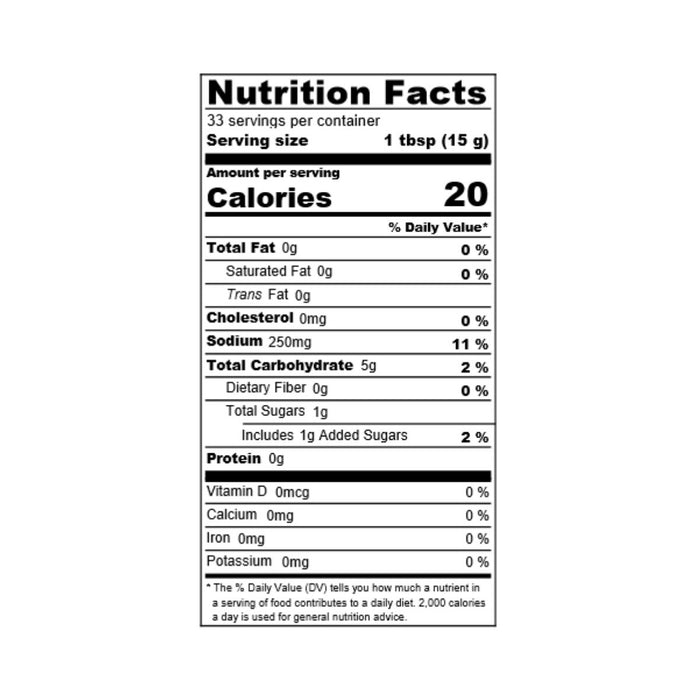 Nutrition facts label