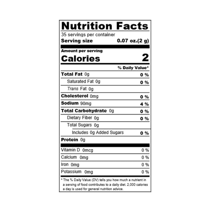 Nutrition facts label