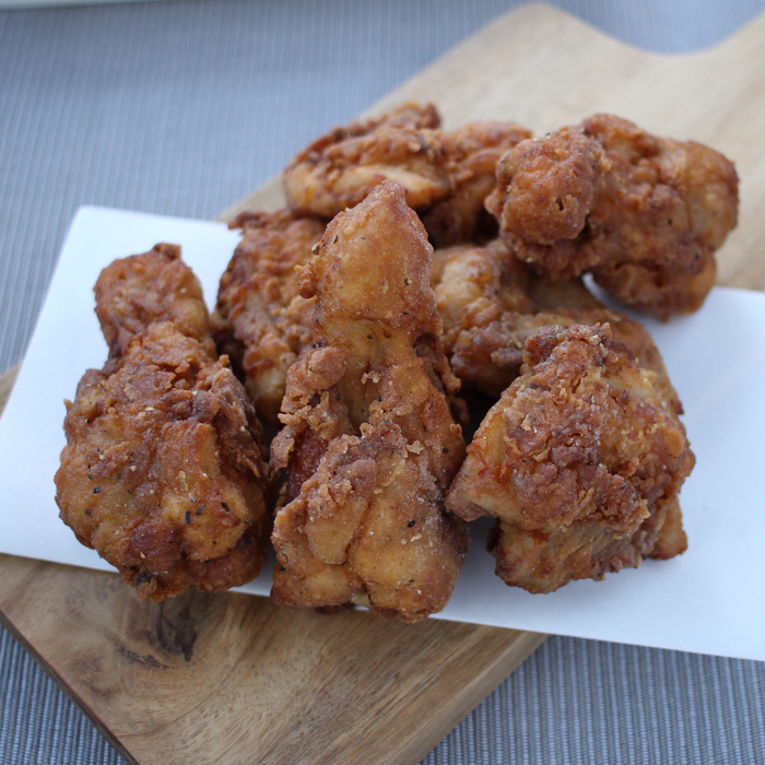 Fried chicken on cutting board