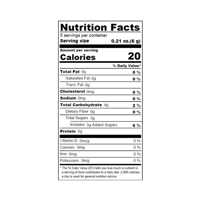 Dry candied Yuzu peels Nutrition Facts