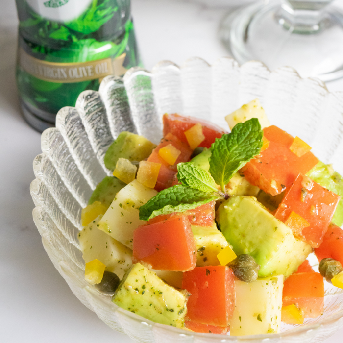 A bowl of avocado carpaccio