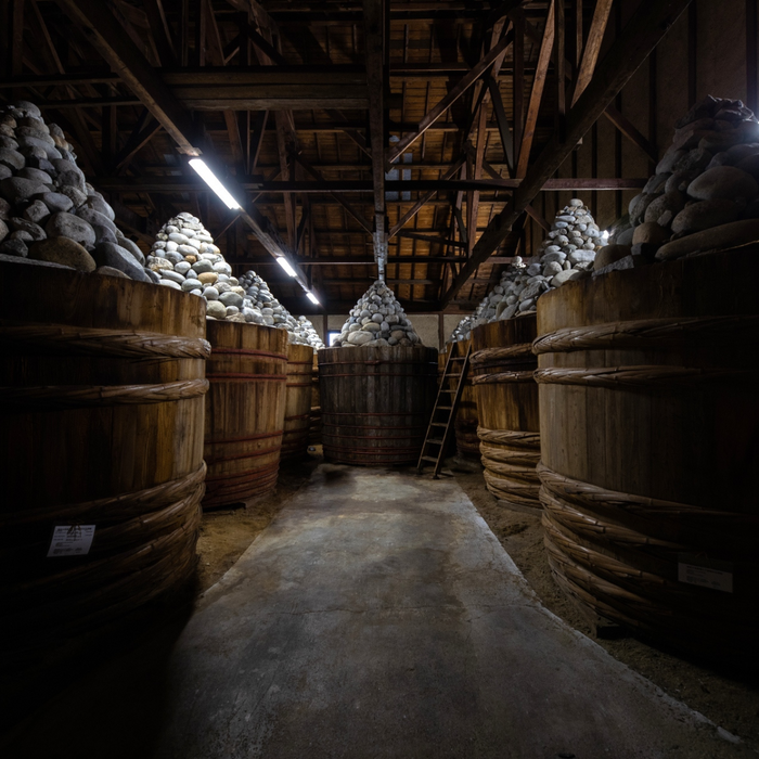 Miso barrels in brewery