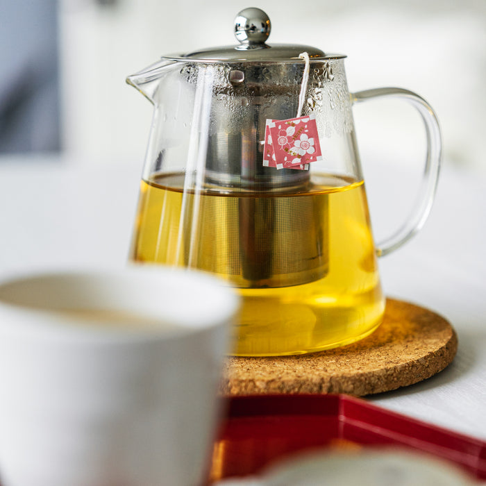 Sakura leaf tea brewed in a pot