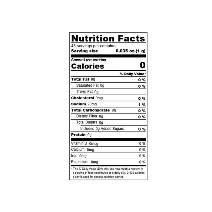Nutrition facts label