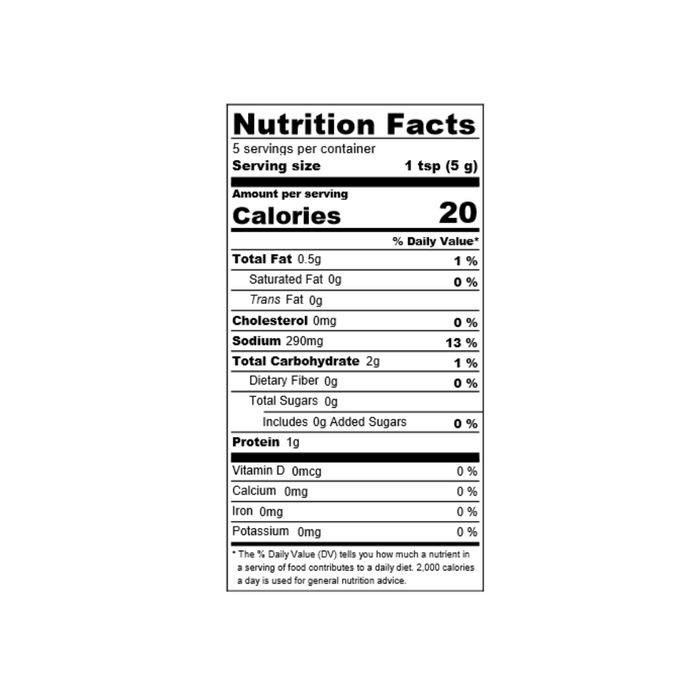 Nutrition facts label