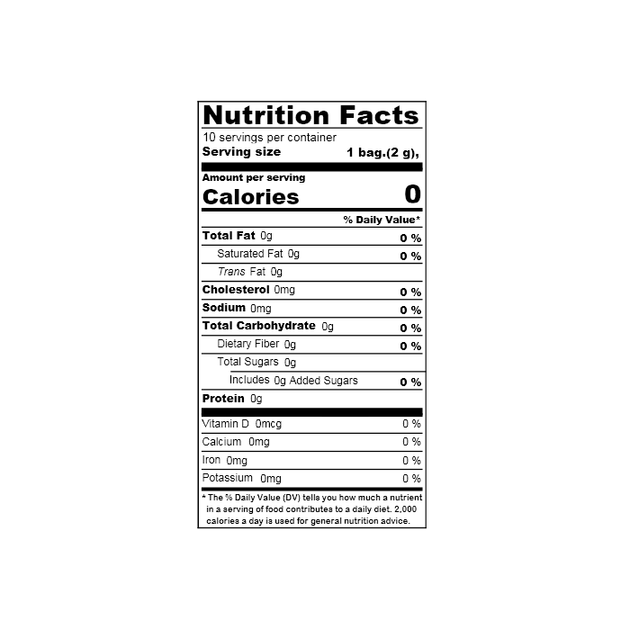 Nutrition facts label of the product