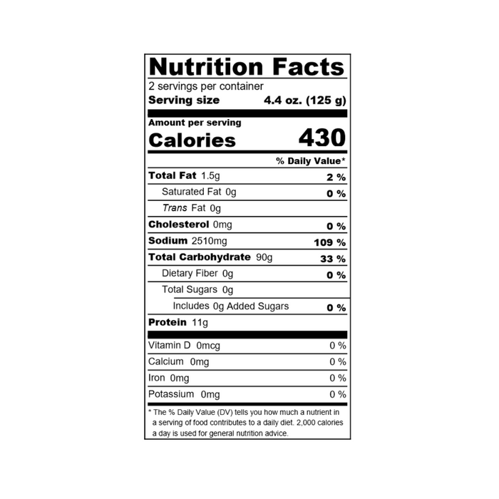 Nutrition facts label