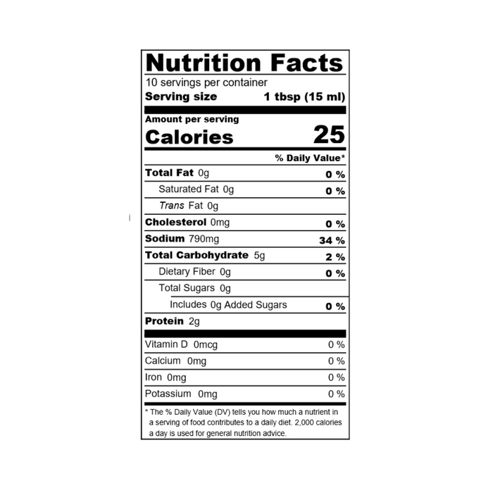 Nutrition facts label