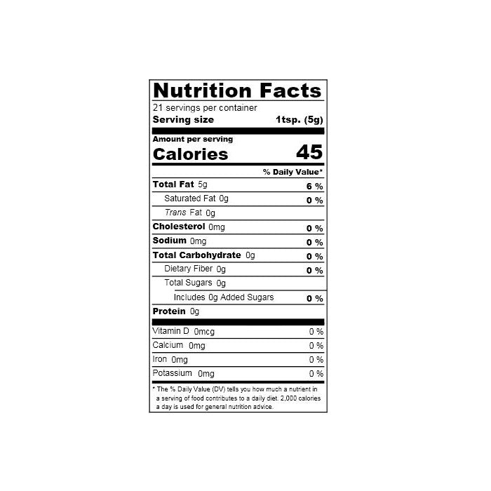 Nutrition facts label of the product