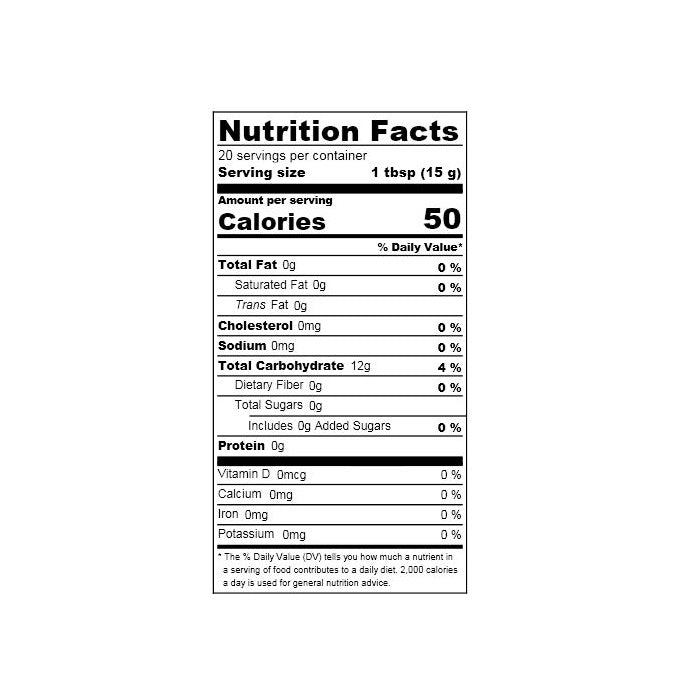 Nutrition facts label of the product