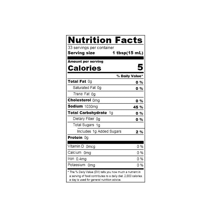 Nutrition facts label of the product
