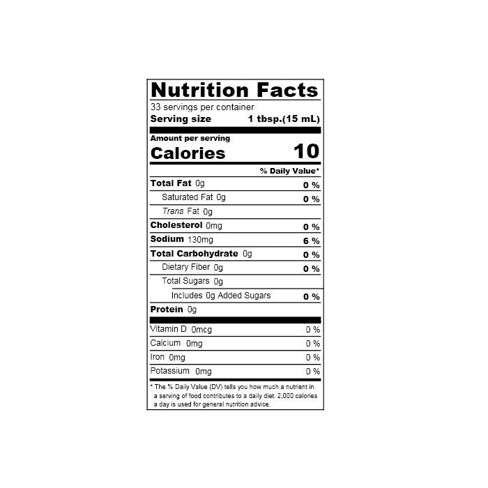 Nutrition facts label of the product