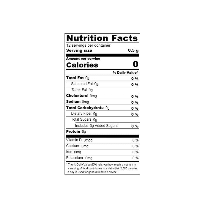 Nutrition facts label of the product