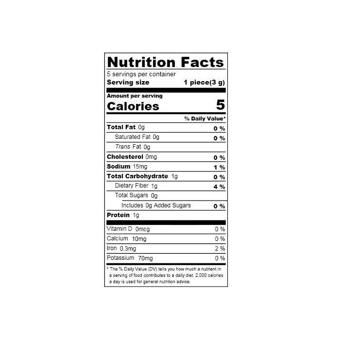 Nutrition facts label