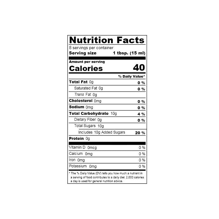 Nutrition facts label of the product