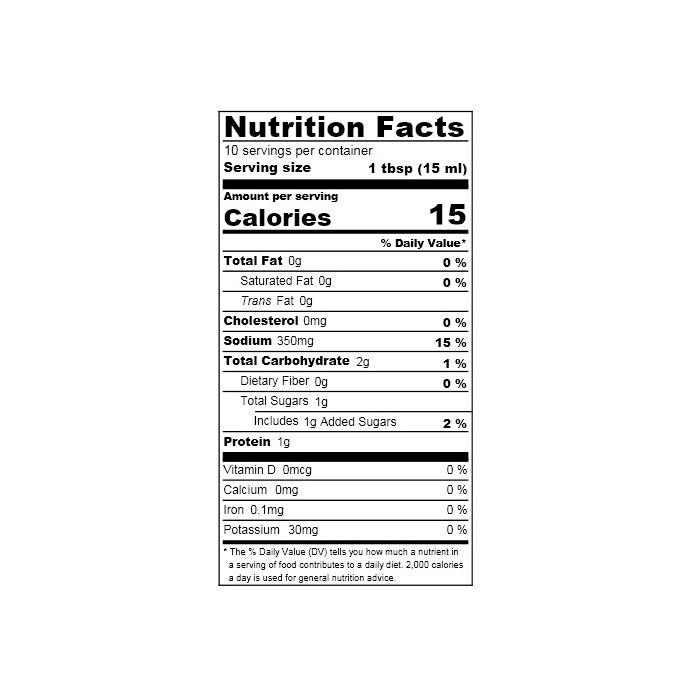 Nutrition facts label of the product