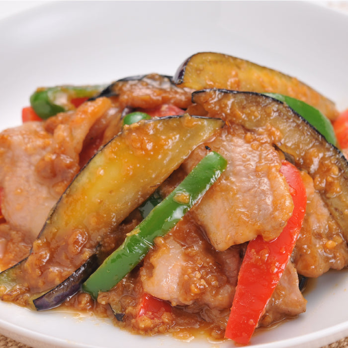 A plate of stir-fried vegetables and ground pork