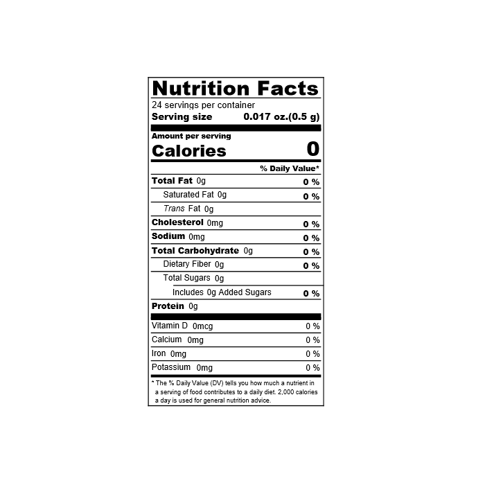 Nutrition facts label of the product