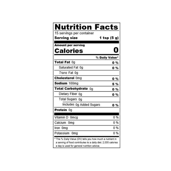 Nutrition facts label