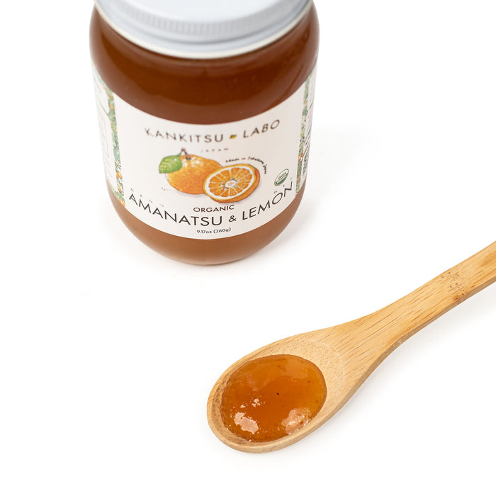 Organic Amanatsu & Lemon Spread on a spoon