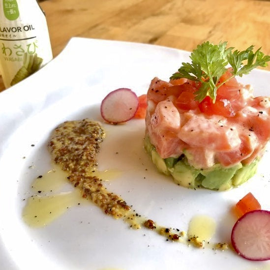 A plate of salmon tartar