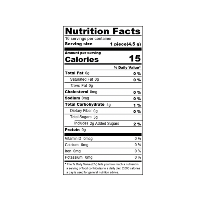Nutrition facts label