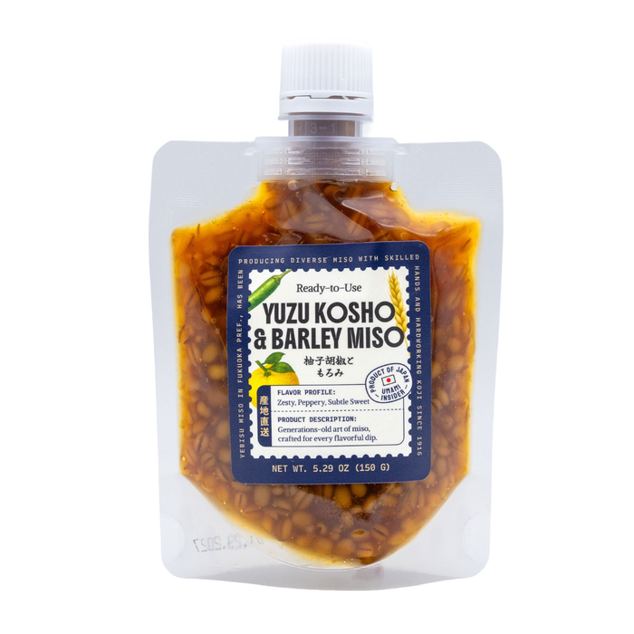 Yuzu Kosho & Barley Miso package with a white background
