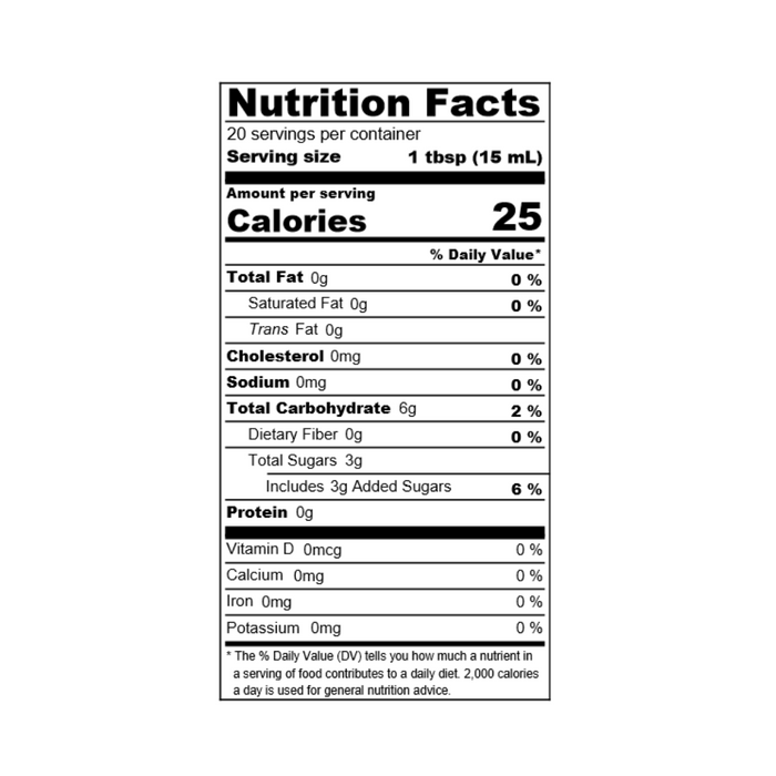 Nutrition facts label