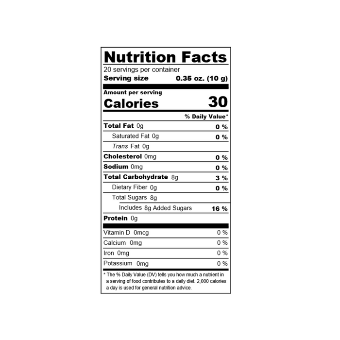 Nutrition facts label