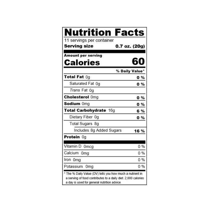 Nutrition facts label