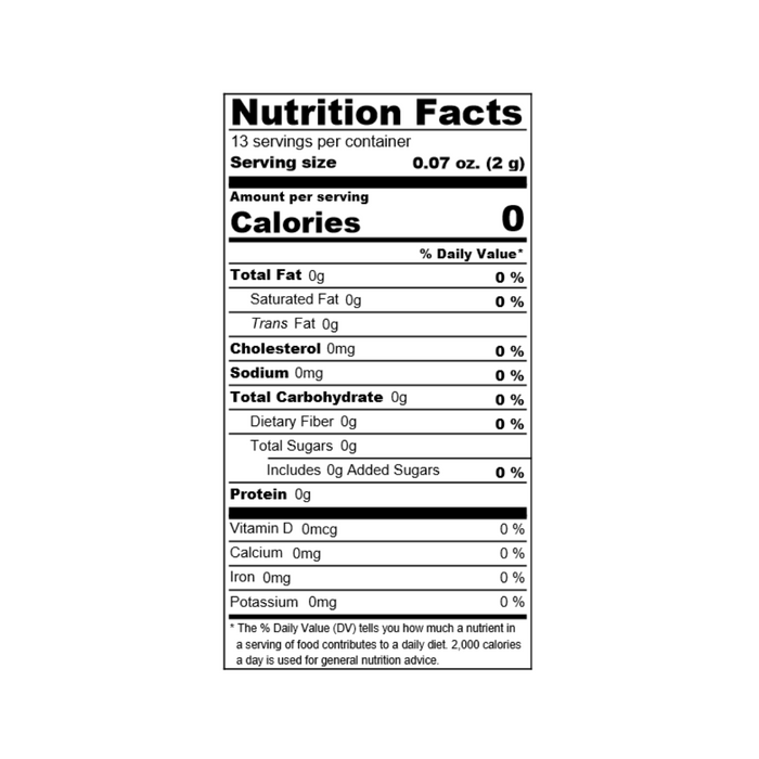 Nutrition facts label