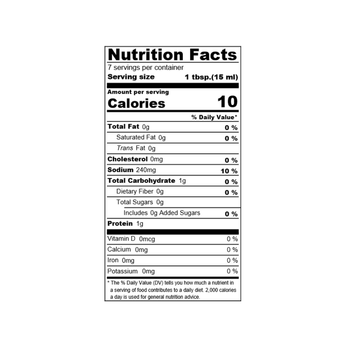 Nutrition facts label